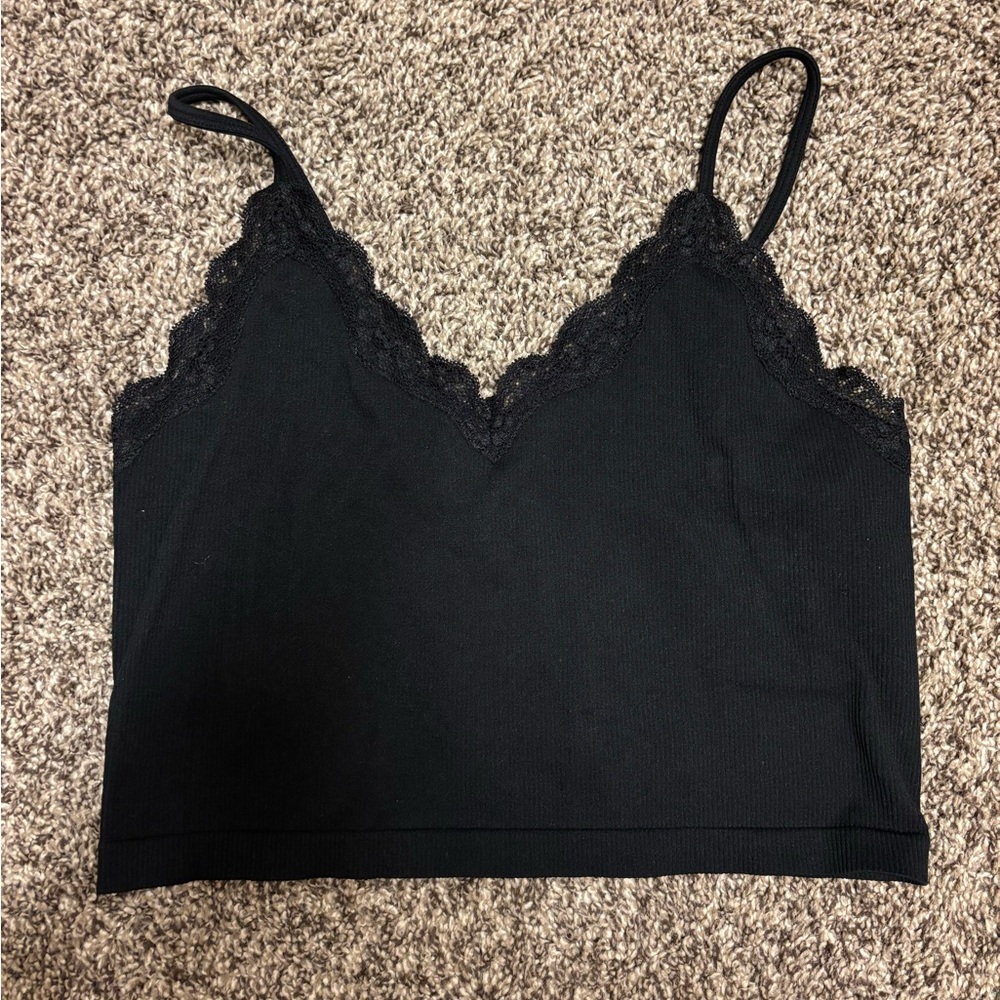 Wild Fable Lace Trim Cropped Tank- Large